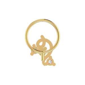 เครื่องประดับจิวเวลรี่เจาะจมูกดีไซน์ดอกไม้ทอง 14K สำหรับผู้หญิงจาก AJRETAIL ประดับเพชรธรรมชาติ 0.06 กะรัต - Product Image 1