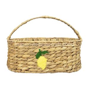 Porte-ustensiles en jacinthe d'eau tissé à la main le plus vendu avec poignée 4 compartiments broderie citron nouvel organisateur de motifs - Product Image 1