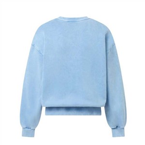 Sweat-shirt unisexe bleu clair à col rond, coupe ample, tricoté, 100% coton, pull décontracté, style automne, prix abordable - Product Image 2