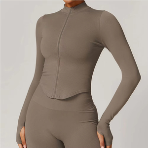 Casual Shirt OEM ODM Services Women's Trendy Long Sleeve Front Zipper Shirt Fashion <b>Clothing</b> Supplier with Custom Zipper Shirt - Product Image 2
