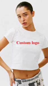 Camiseta Corta para Mujer, 100% Algodón, Lisa, con Contraste, Estilo Casual, a la Moda - Product Image 6