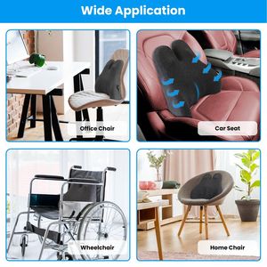 Coussin de soutien lombaire et coussin de siège en mousse à mémoire de forme souple pour la maison, la salle à manger, le bureau, la voiture, anti-vibration, lavable - Product Image 6