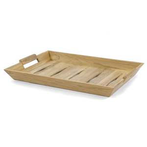 Bandeja de servir decorativa de diseño vintage, bandeja de madera con asas recortadas para accesorios de cocina para el hogar a un precio asequible. - Product Image 4