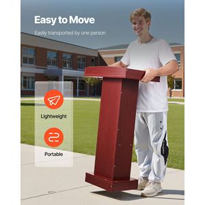 Elegante Podio in Legno da 41 Pollici con Leggio, Ampia Superficie di Lettura, Scrivania per Laptop, Ripiano Portaoggetti e Protezione Bordo per Conferenze - Product Image 6