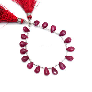 Cuentas de forma de pera hechas a mano de 6 pulgadas facetadas de zafiro superior súper Natural 10x6 a 11x7 MM hebra de piedras preciosas rojas para la fabricación de joyas - Product Image 3