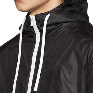 Survêtement à capuche noir pour homme, fermeture éclair intégrale, léger, respirant, vêtements de sport décontractés avec poches latérales, pour le printemps - Product Image 5