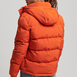 Men's Orange Wool Puffer Jacket Stand Collar <b>Covered</b> <b>Button</b> Closure Windproof Eco-Friendly Breathable Quick Dry Winter Casual - Product Image 3