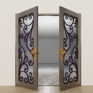 Porte en fer décorative avec arches, porte en fer pour l'extérieur et les portes d'entrée des maisons, designs élégants et de haute qualité. - Product Image 5