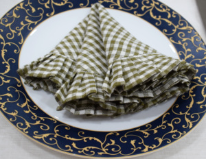 Classic Check 100% Linen Luxury Napkin Machine Washable <b>Round</b> Handmade Eco-Friendly Organic 45x45cm Home Use <b>Table</b> Decoration - Product Image 5