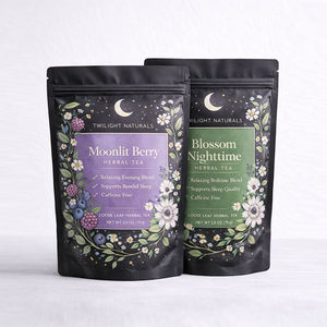 Pochette personnalisée pour l'emballage du thé |   Matériau plastique laminé |   Fermeture à glissière, encoche de déchirement, finition brillante ou mate |   Vietnam - Product Image 2