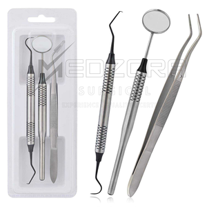 Juego de 3 Instrumentos Dentales Manuales de Acero Inoxidable: Espejo, Explorador y Pinza para Algodón |   Kit de Examen de Cuidado Bucal Clase I con Empuñadura Ergonómica, Certificado CE - Product Image 6