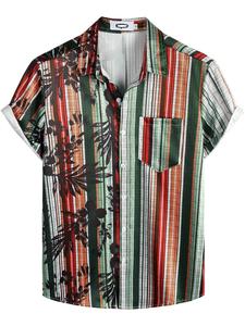 Chemises de plage hawaïennes rayées pour hommes, chemise à manches courtes élégante à imprimé numérique 3D, vêtements de vacances, tenue décontractée pour les fêtes - Product Image 4