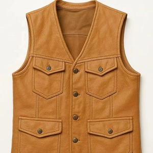 2026 Men PU Leather Winter <b>Utility</b> <b>Vest</b> Sleeveless Single Button Closure Multi Pocket Reversible Windproof Waterproof Quick Dry - Product Image 5