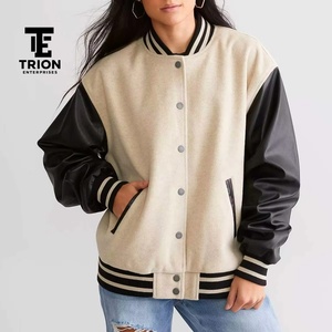 Nueva Chaqueta Varsity de Manga Larga Estilo Streetwear para Mujer, Corte Ajustado, Diseña Tu Propia Chaqueta Varsity Cómoda para Mujer, Servicio OEM - Product Image 4