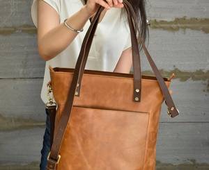 Bolso tote de cuero de grano completo hecho a mano, minimalista, de gran capacidad, con opciones de color personalizadas, pedido al por mayor - Product Image 6