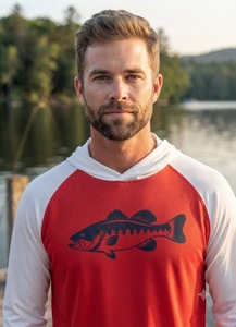 Performance Long Sleeve Fishing <b>Hoodie</b> For Men <b>UV</b> <b>Protection</b> Athletic Shirt Outdoor Sports Top With Bass Graphic - Product Image 4