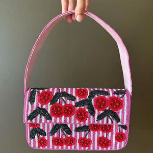 Sac fourre-tout promotionnel artisanal de luxe indien fait main, forme baguette, perles de verre multicolores, décontracté et durable - Product Image 2