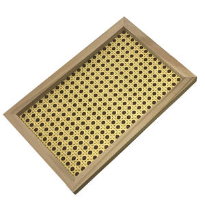 Bandeja Rectangular Negra Hecha a Mano de Madera y Ratán con Asas, Bandeja Decorativa de Mimbre para Servir, para Mesa de Centro, Hotel, Decoración del Hogar - Product Image 5