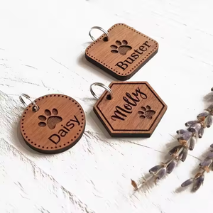 Vietnamese Producer's Bone Shaped Wooden ID Home Pet <b>Tags</b> Custom <b>Name</b> Engraved Blank Collar <b>Tags</b> - Product Image 3