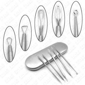 Professional 5 Piece Stainless Steel Blackhead Acne Extractor Kit Waterproof Pore Cleaner for Facial Skin Care - Product Image 5