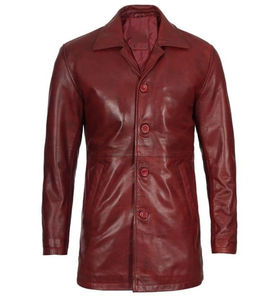 Manteau long en cuir premium pour homme, style trench, chaud pour l'hiver, respirant, respectueux de l'environnement, en cuir véritable, sur mesure, 2026 - Product Image 2
