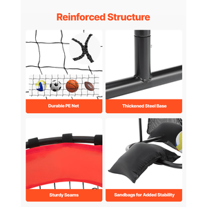 Rete da Allenamento Portatile con Ruote, Angolo e Altezza Regolabili, Attrezzatura per Allenamento di Pallavolo per Trainer - Product Image 5