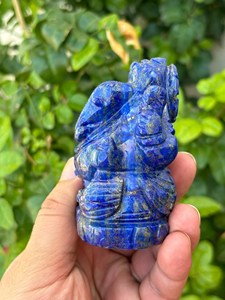 Estatua de Ganesha de Lapislázuli Natural |   Ídolo de Ganesha Tallado a Mano con Gema Azul de 3.25 Pulgadas |   Piedras de Chakra |   Decoración del Hogar Feng Shui - Product Image 4