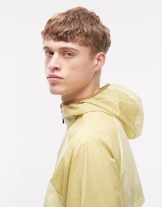 Men's <b>Yellow</b> Windproof Racer <b>Jacket</b> With Hood Zipper Closure Sporty Style Polyester Material Spring Wear - Product Image 5