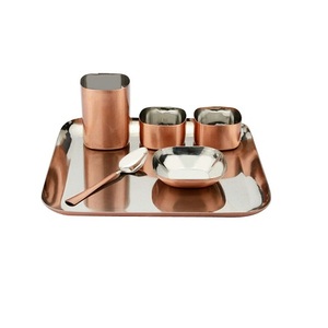 Fabulous Design Round Shape Thali <b>Set</b> With Glass Spoon 4 Bowls Finest Quality Thali <b>Set</b> Stainless Steel Thali <b>Set</b> - Product Image 6