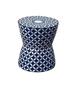 Tabouret industriel de luxe éco-responsable fait main avec incrustations de nacre et os, couleur personnalisable pour salon F S International - Product Image 5