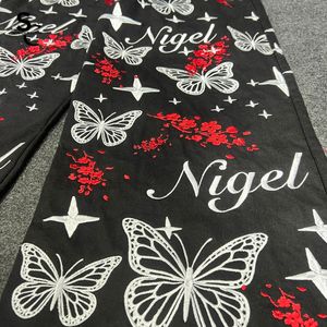 Jeans en denim entièrement brodés personnalisables de haute qualité pour hommes et femmes, taille mi-haute, style décontracté urbain, avec service OEM ODM - Product Image 5