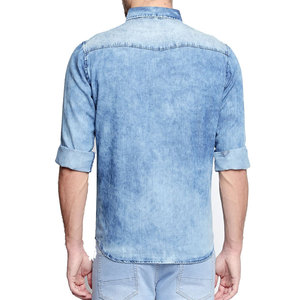 Camisa de Mezclilla para Hombre de Color Sólido con Diseño OEM Personalizado, Camisa de Mezclilla Extra Grande Informal para Hombre, Venta al por Mayor - Product Image 4