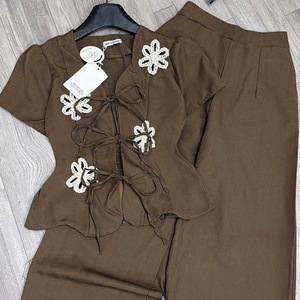 Two Piece Summer Casual Skinny Cotton Eco-Friendly Washable Women's Clothing <b>Set</b> Comfortable Natural Fashion Customized Long - Product Image 5