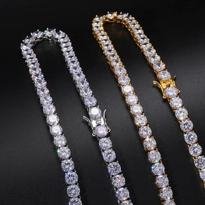 Wholesale Hip Hop Jewelry 3/4/5MM <b>Iced</b> <b>Out</b> Tennis <b>Chain</b> Necklace White Gold Plated Shiny Moissanite Diamond Necklace for Women - Product Image 4