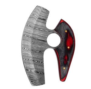 Cortador de Pizza de Acero de Damasco de Alta Calidad con Mango de Madera con Hermoso Diseño, Apto para Microondas - Product Image 1