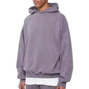 Sweat-shirts à capuche personnalisés 420 g/m² pour hommes, style pull-over, effet vieilli, vente en gros, coupe oversize, délavé à la pierre, vintage, vierge - Product Image 4