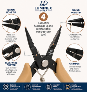 LUMINEX IMPEX LUB=113 <b>Long</b> <b>Nose</b> Stainless Steel Lightweight Smooth Work Jewelry Making Polishing Pliers - Product Image 2