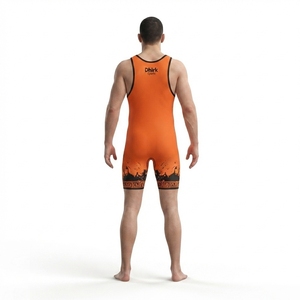 Combinaison de lutte ajustée en spandex orange Spartan sublimée sur mesure pour hommes, idéale pour les sports de combat et les arts martiaux - Product Image 2