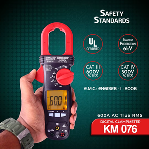 Pinza Amperimétrica TRMS de 600A con Amptip VFD, Detección de Fallas a Tierra, Probador de Secuencia de Fases - Mide Resistencia y Frecuencia - Product Image 2