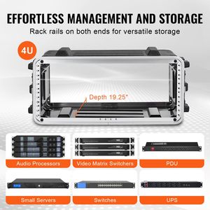 Armadio Rack 4U con Ventola, Profondità Standard 19 Pollici, Armadio Server Resistente, Costruzione in ABS, Maniglia con Chiusure a Farfalla Staccabili - Product Image 6