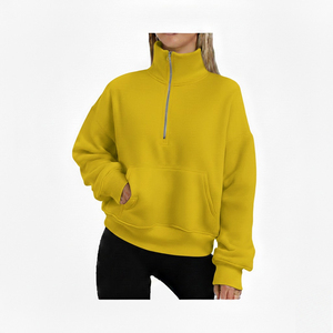 Sudadera Personalizada para Mujer, Oversize, Manga Larga, Cuello Alto Simulado, Felpa, Poliéster/Algodón, Casual, Transpirable, Ecológica, con Media Cremallera Frontal - Product Image 4