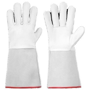 Gants de travail robustes réfléchissants en cuir pleine fleur et croûte de cuir, avec manchette de sécurité pour soudage TIG, antidérapants, ignifuges et résistants à la chaleur - Product Image 1