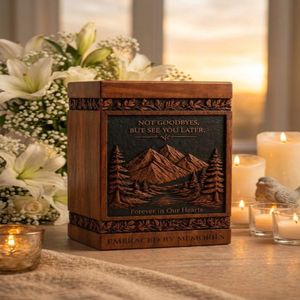 Handcrafted Rosewood Cremation Urn for Adults | Personalized <b>Memorial</b> Ashes <b>Box</b> with Custom Engraving - Product Image 1