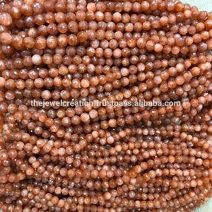 ลูกปัดพลอยซันสโตนธรรมชาติทรงกลมเหลี่ยมเพชรพลอยสีส้มขนาด 6 มม. ร้อยเป็นเส้น ได้รับการรับรองจาก IGI เครื่องประดับอาลีบาบา สินค้าใหม่มาแรง คุณภาพระดับ AAA - Product Image 3