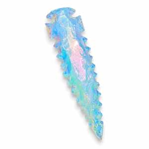 Pointe de flèche en opalite de 6 pouces faite à la main, style silex, avec revêtement Angel Aura - Product Image 5