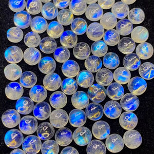 Piedra de Luna Arcoíris Blanca Redonda Cabujón con Fuego Azul Intenso, Gema Natural de Piedra de Luna 4mm 5mm 6mm 8mm 10mm para Joyería - Product Image 1
