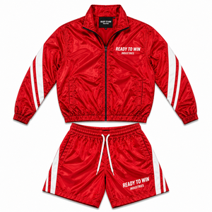 ชุดวอร์ม Ready To Win Industries สีแดงขาว แขนยาว ซิปหน้า สปอร์ต โพลีเอสเตอร์ สำหรับผู้ใหญ่ ใส่ได้ทั้งชายและหญิง ฤดูใบไม้ผลิ - Product Image 1
