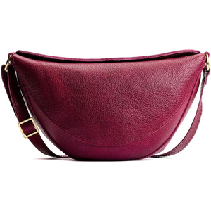 Sac bandoulière en cuir véritable pour femme, avec sangle arquée amovible, fermeture éclair, style minimaliste - Product Image 1