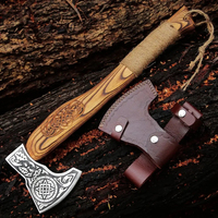 Burraq Hache à fendre Tomahawk personnalisée de 19,5 pouces en acier au carbone, manche en bois de rose barbu, étui en cuir, pour usage industriel, camping, extérieur, cadeau