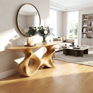 Modern Sculptural Solid Wood Console <b>Table</b> Handmade Entryway <b>Table</b> with Organic Curved Base Artistic Hallway Furniture Decor - Product Image 4